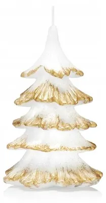 Produktbild von Drobo Tannenbaum Kerze 15 cm Gold festliche Deko