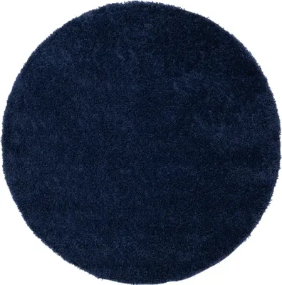 Image de Tapis Tapis ESSENCE Rond Moderne Unicolore Bleu foncé  160 x 160 cm