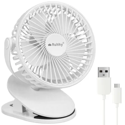 Produktbild von Ruhhy 25566 Ventilator mit USB-Clip, 1200 mAh, USB-C, weiß