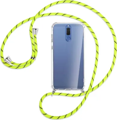 Produktbild von Handykette Backcover-Schutzhülle mit Band (Metall silberfarben) für Huawei Mate 10 Lite / G10 - neongelb