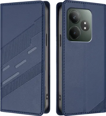Produktbild von Hülle für Realme GT 6/Realme GT 6T, Kunstleder Brieftaschen Handyhülle mit Kartenfach und Standfunktion Blau