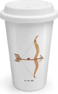Produktbild von Mr. & Mrs. Panda Kaffeebecher To Go Sternzeichen Schütze - Weiß - Geschenk, Coffee Becher, Thermobecher, Geburtstag November, ToGo, Dezember, Isolierbecher, Schützenfest