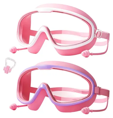 Immagine prodotto di Solidchoice - 2 occhialini da nuoto per bambini - protezione UV, montatura grande, inclusi tappi per le orecchie
