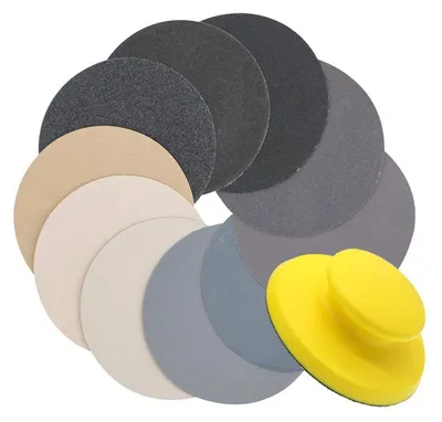 Zdjęcie produktu dla Papier ścierny do użytku na mokro i sucho, 125 mm, zestaw 40 sztuk z blokiem szlifierskim, gradacje od 80 do 7000