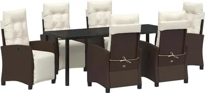 Obrázok produktu pre Záhradný jedálenský set s vankúšom 7 pcs Hnedá polyratan
