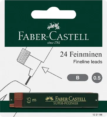 Productafbeelding van Faber-Castell 122198 FABER-CASTELL Feinmine Super-Polymer 0,5mm B 2x BK