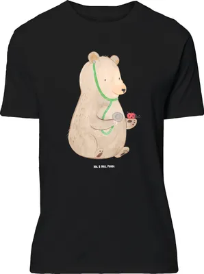 Produktbild von Mr. & Mrs. Panda Größe XL T-Shirt Bär Arzt - Schwarz - Geschenk, Professor, Tshirt, Professorin, Doktor, Ärztin, Shirt, mit Spruch, Teddy