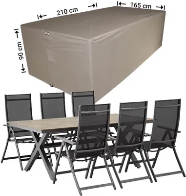 Produktbild von Raffles Covers Schutzhülle für Gartenmöbel-Set 210 x 165 H: 90 cm | Atmungsaktiv | Wasserdicht | UV-beständig | Doppelnähte | Elastischer Kordelzug