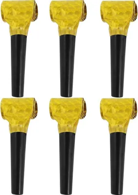 Produktbild von Holografische Trompetenpfeifen GOLD, 6 Stück.