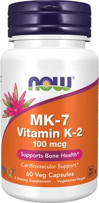 Produktbild von Vitamin K-2 MK-7 100 mcg 60 Gemüsekapseln Now Foods