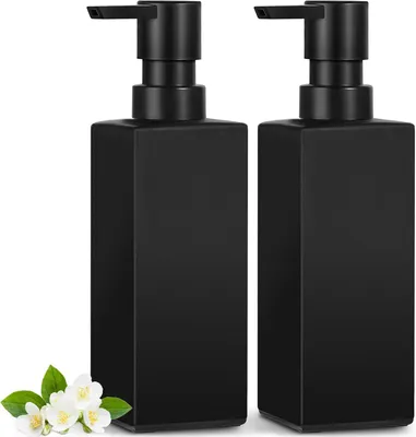 Image de Distributeurs de savon noirs, lot de 2, capacité de 350 ml, pour cuisine et salle de bain