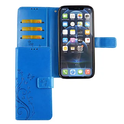 Zdjęcie produktu dla Apple iPhone 12 Mini etui na telefon komórkowy etui ochronne etui z klapką etui na kartę niebieskie