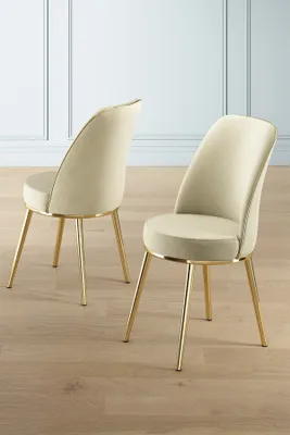 Produktbild von Skye Decor, Pefa - Cream, Gold, Stuhlset (2 Stück), Creme, Rahmen: 100 % METALL, 45 x 91 x 42 cm