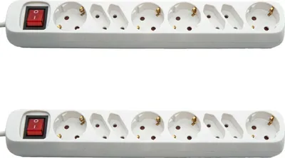Produktbild von 2x Steckerleiste Steckdosenleiste 8-fach Rund mit Schalter on off Tischsteckdose Mehrfachsteckdose Mehrfachstecker Steckdose