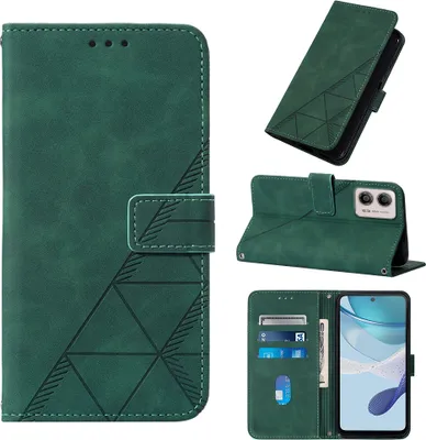 Produktbild von Hülle für Motorola Moto G53 / G23 / G13 Prägung Flip Leder Kartenfächer Schutzhülle mit Ständer Grün