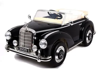 Obrázok produktu pre Mercedes Benz Oldtimer 300s – detské elektrické vozidlo s pneumatikami EVA, koženým sedadlom, napájané 12V, s MP3 pripojením, čierno lakované