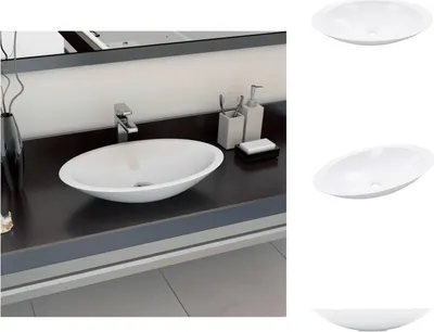 Produktbild von vidaXL Waschbecken 59,3 x 35,1 x 10,7 cm Mineralguss/Marmorguss Weiß -  Badezimmer-Waschbecken