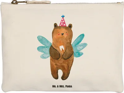 Produktbild von Mr. & Mrs. Panda Mäppchen Bär Zahnfee Größe M - Weiß - Geschenk, Beauty Bag, Erster Zahn, Pouch, Milchzahn, Kulturbeutel, Teddy, pencil case, Etui, Fee