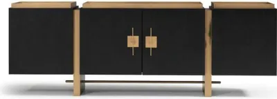 Image de Buffet Armoire Commode Bois Noir Moderne Design Or