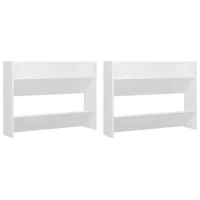 Image de Armoires à chaussures murales 2 pcs Blanc 80x18x60 cm Aggloméré