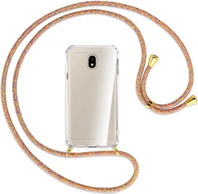 Produktbild von Handykette Backcover-Schutzhülle mit Band (Metall goldfarben) für Samsung Galaxy J3 2017 - Rainbow