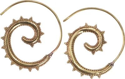 Produktbild von Tribalohrringe aus Messing, Ethnoohrringe, Ohrspirale - Gold, Gold-Farben, Ohrringe + Ohrstecker Modeschmuck