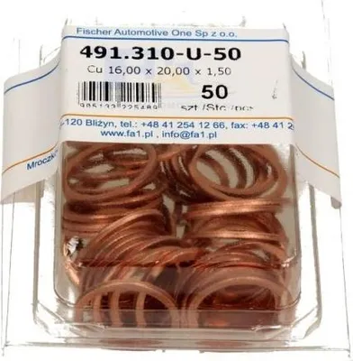 Zdjęcie produktu dla Podkładki Miedziane 16X20X1,5Mm 50Szt.