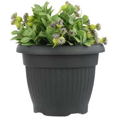 Produktbild von Blumentopf Rund Übertopf Blumenkasten Abmessungen (DxH) 20 cm x 15,5 cm Volumen 3 L Farbe Anthrazit Kunststoff 12 Große Pflanzkübel traditionell