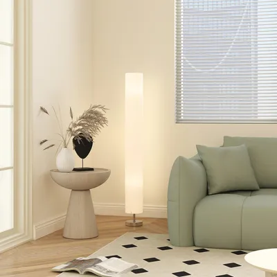 Produktbild von Stehlampe Wohnzimmer mit Schirm aus Polyester, 2 x E27 Fassung für Schlafzimmer 14 x 14 x 120 cm