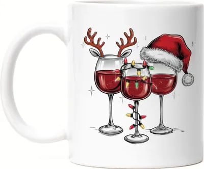 Produktbild von Weihnachts-Weingläser Tasse weiß Rotwein Weißwein Weintrinker Weihnachten Weinliebhaber Geschenkidee