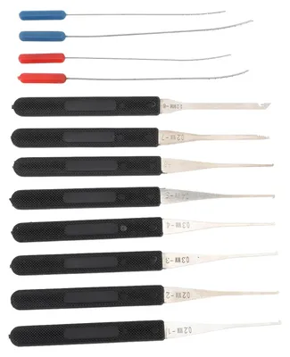 Imagen del producto de Extractor de llave - Juego de 12 - Herramienta de ganzúa - 0,2 a 0,4 mm - Acero de muelle