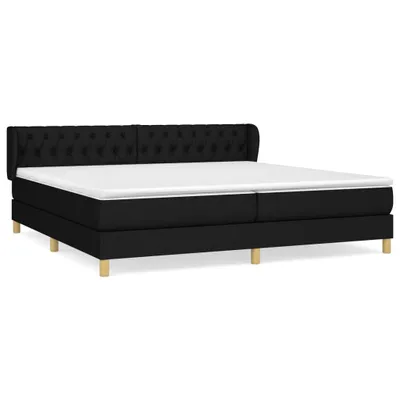 Image de vidaXL Lit boxspring avec matelas noir 200x200 cm tissu