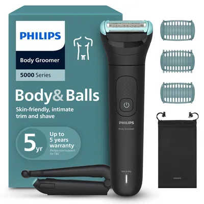 Produktbild von Philips 5000 series Body Groomer BG5480/15 Mit Triple Protect-Rasiersystem, Nass & Trocken, Keine Wartung – muss nicht geölt werden, Akku, Schwarz