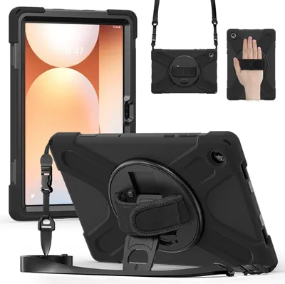 Produktbild von Hybrid Hülle für Samsung Galaxy Tab A11 Plus Halterung & Schultergurt Schwarz