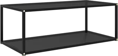 Imagen del producto de Mesa de centro negra, 100 x 50 x 35 cm, con tapa de cristal templado