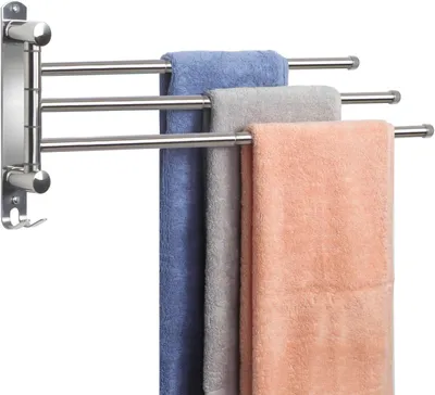 Produktbild von Teleskop-Handtuchhalter, 3 Stangen, Edelstahl SUS304, Ausziehbar 28-50 cm, Für Badezimmer