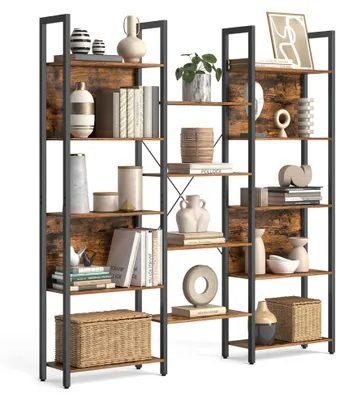 Productafbeelding van Boekenkast met ladderrek en metalen frame - 158 x 24 x 166 cm