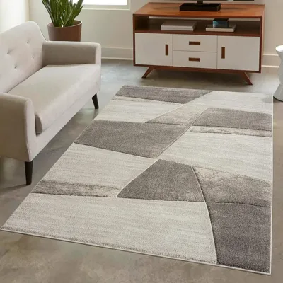 Produktbild von Teppich Kurzflor Braun - 140x200 cm - Moderne Wohnzimmer-Teppiche Geometrisch mit 3D-Optik
