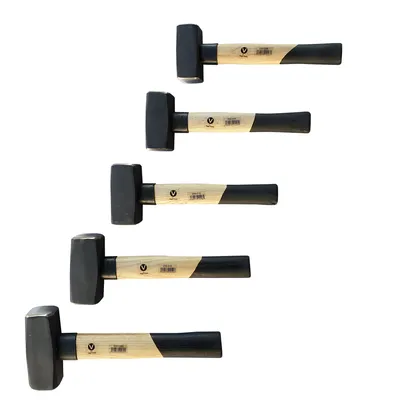 Produktbild von Fäustelhammer 800/1000/1250/1500/2000g Hammer Plattenhammer Stielschutzkragen 3 tlg Set 800gr/1,25kg/2kg