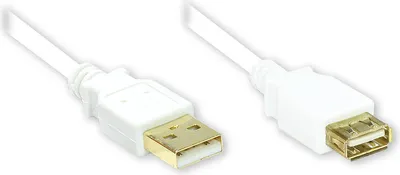 Produktbild von Verlängerung USB 2.0 Stecker A an Buchse A, vergoldet, weiß, 3m, Good Connections®