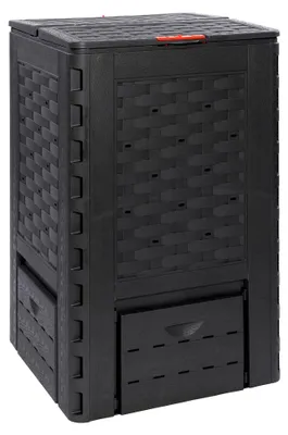 Produktbild von Thermoquick Schnellkomposter Rattan Pro-Line 400 L (L x B x H 65 x 65 x 101 cm, Farbe Anthrazit, einfacher Aufbau durch Stecksystem, bequeme Entnahme)
