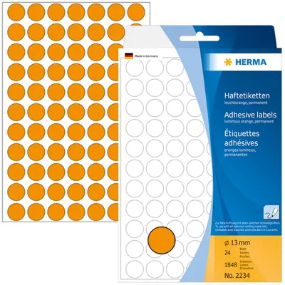 Produktbild von Vielzweck-Etiketten 13mm leuchtorange VE=10x1848 Stück