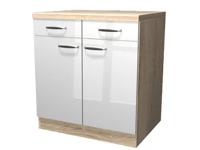 Produktbild von Küchenunterschrank - 80 cm breit - Hochglanz Weiß Sonoma Eiche – Valencia