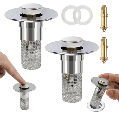 Obrázok produktu pre Pop Up odtoková zátka s nerezovým filtrom do kúpeľne