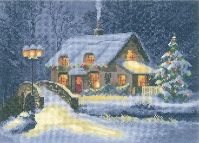 Produktbild von Heritage Kreuzstich Set Zählstoff "Weihnachtshäuschen (L)", Zählmuster, JCXC1100-E, 31x22cm