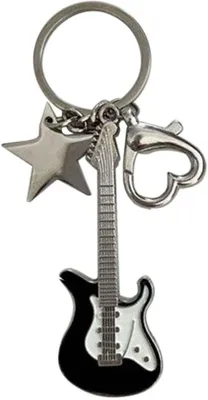 Immagine prodotto di Portachiavi vintage Pentagram a forma di chitarra in metallo nero