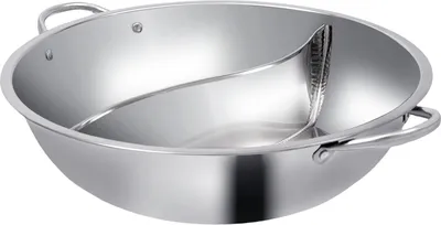 Image de Marmite en acier inoxydable avec diviseur Hot Pot double face Marmite à soupe 32cm