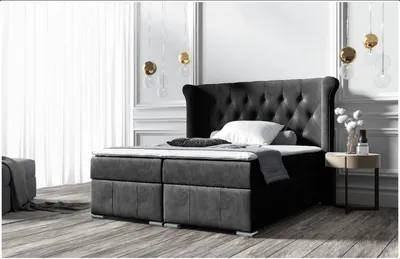 Produktbild von Elegantes Polsterbett 120x200 MAXIMO – schwarz + Gratis-Topper