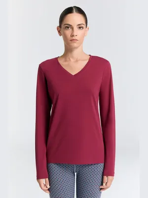 Produktbild von Damen Langarmshirt mit V-Ausschnitt