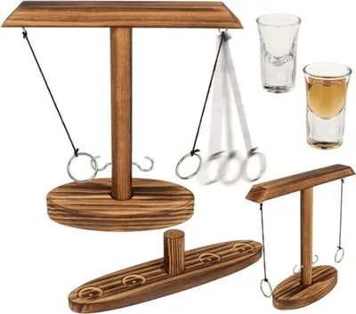 Obrázek produktu pro Hra na pití OOTB s házením kroužků ze dřeva o délce cca 25 cm